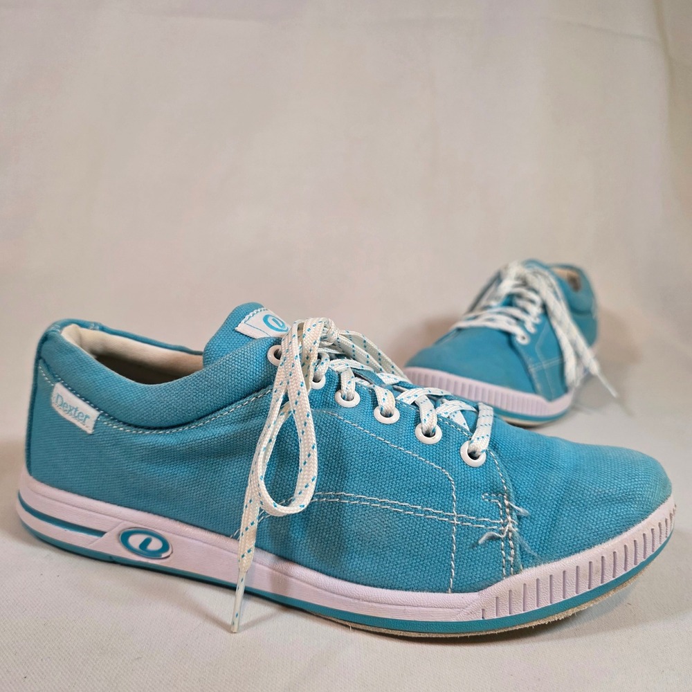 DEXTER Katie Bowling Shoes Womens 7 M Universal Turquoise Blue Canvas Sneakers